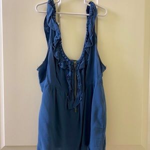 Blue tank top with zipper detail